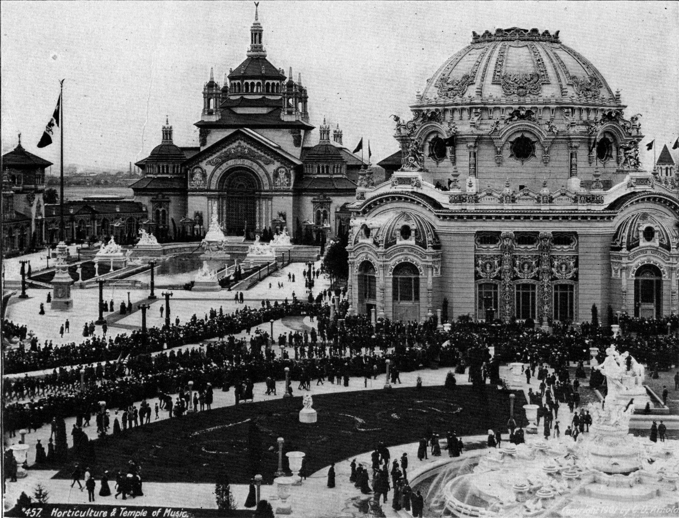 Pan-American Exposition in Buffalo, 1901: Gartenbaugebäude und Musiktempel.