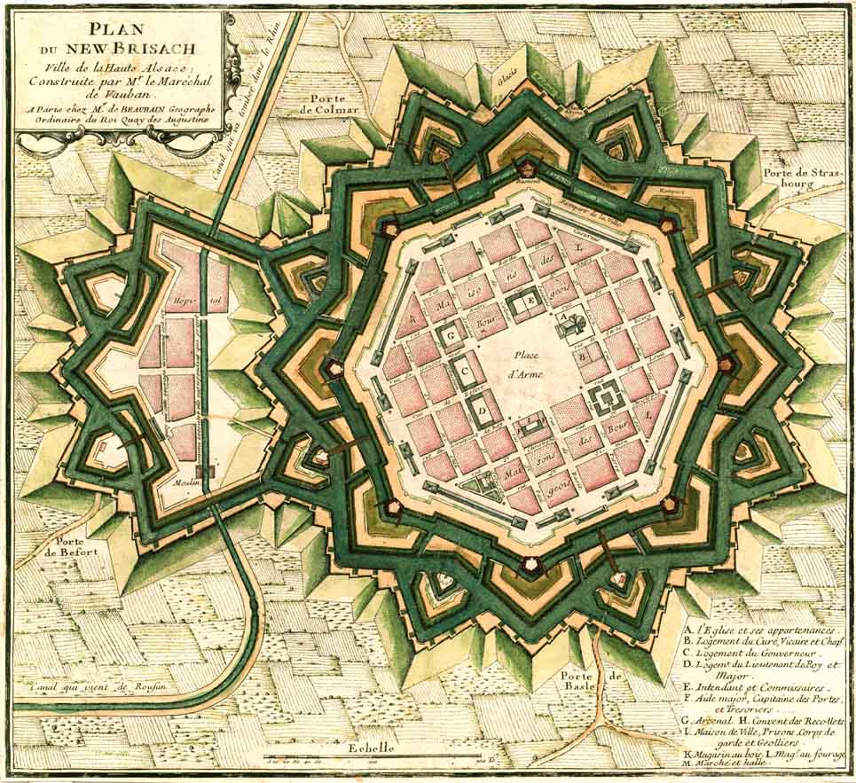 Festungsplan von Neuf-Brisach, achteckig mit Bastionen und Gräben