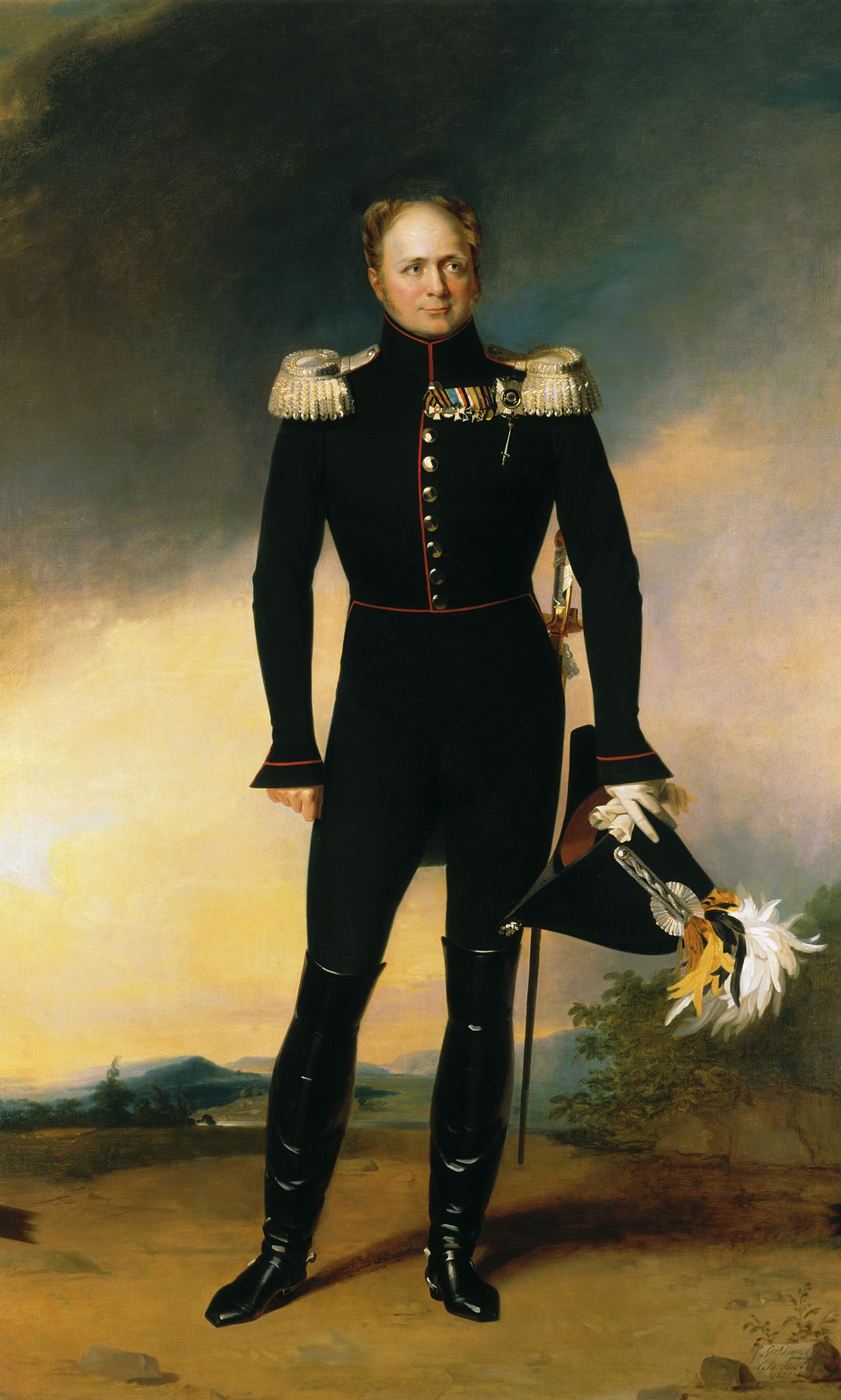 Ganzfigurenbildnis Kaiser Alexanders des Ersten in dunkler Uniform, gemalt von George Dawe