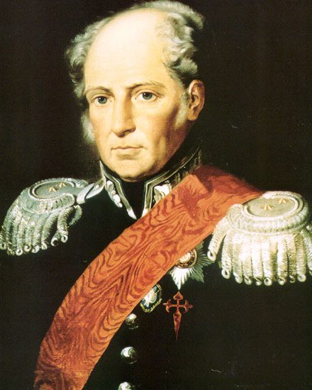 Bildnis des Ingenieurs Agustín de Betancourt in Uniform mit roter Schärpe