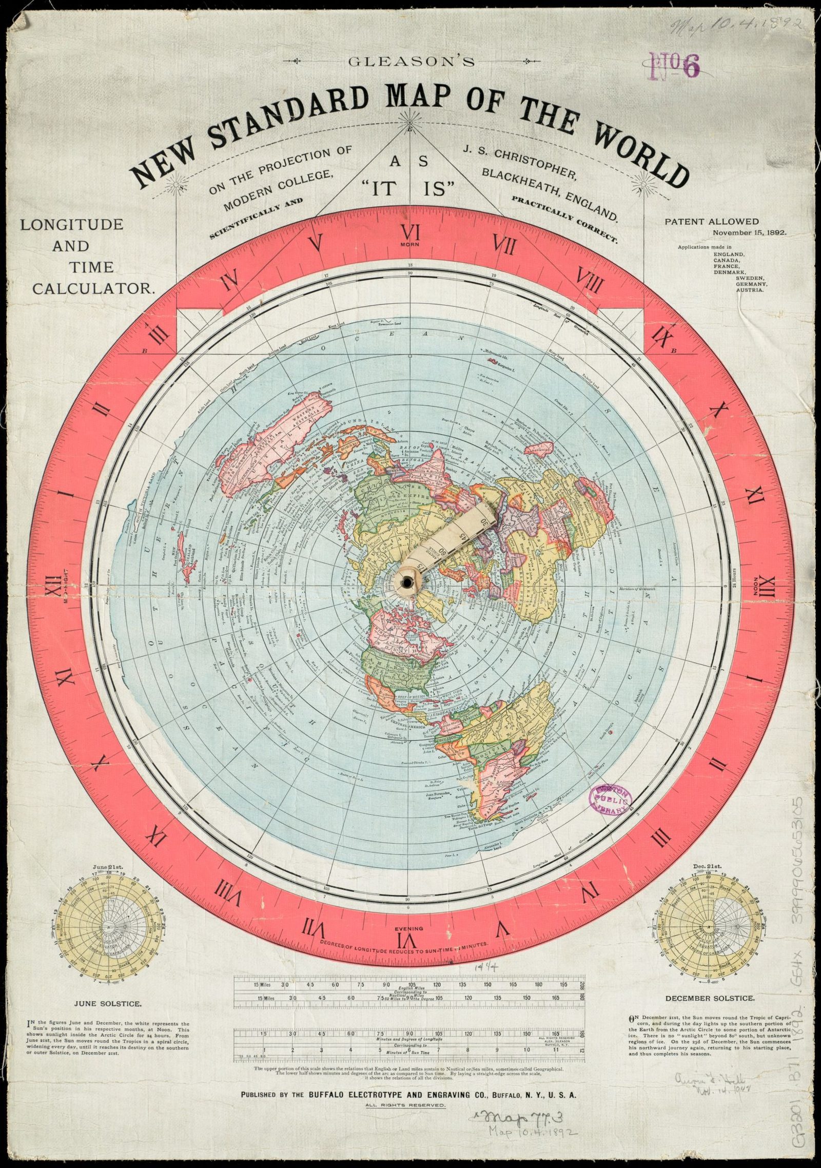 Alexander Gleason, 1892: die Welt als Ebene, rundum umgeben von Eis.