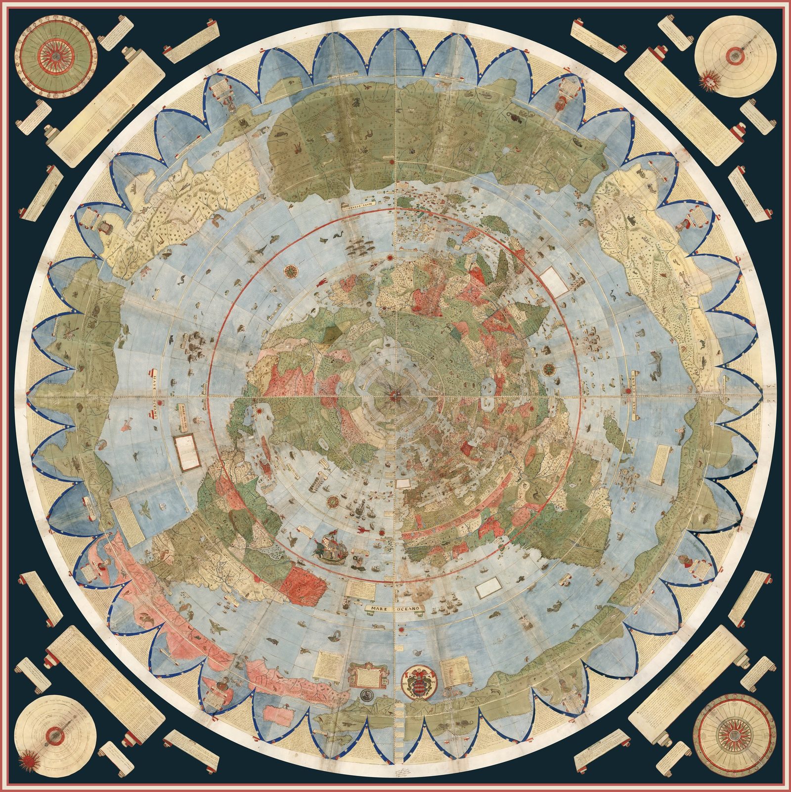 Urbano Monte, 1587: die Welt vom Nordpol aus gesehen.